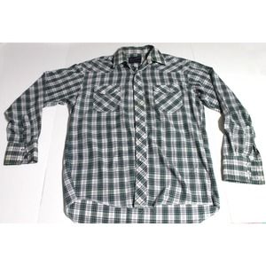Vintage Wrangler Western Cowboy Long Sleeve Pearl Snap Shirt. Green Size M. READ
